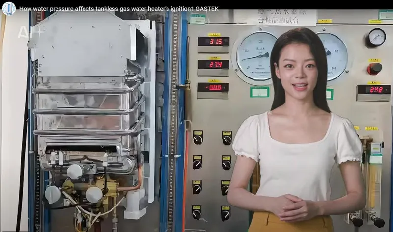 Como a pressão da água afeta a ignição do aquecedor de água a gás sem tanque?