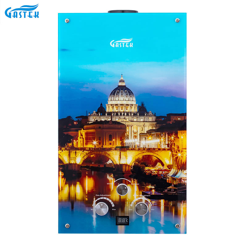 Aquecedor de água a gás instantâneo sem tanque, eletrodomésticos, 6l, 10l, 12l, montado na parede, painel de vidro personalizado, para banho